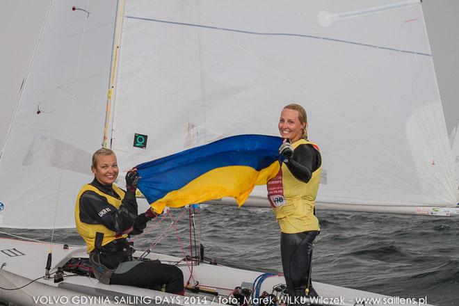 Anna Kyselova and Anastasiya Krasko (UKR-93) - 420 and 470 Junior European Championships 2014 ©  Wilku – www.saillens.pl